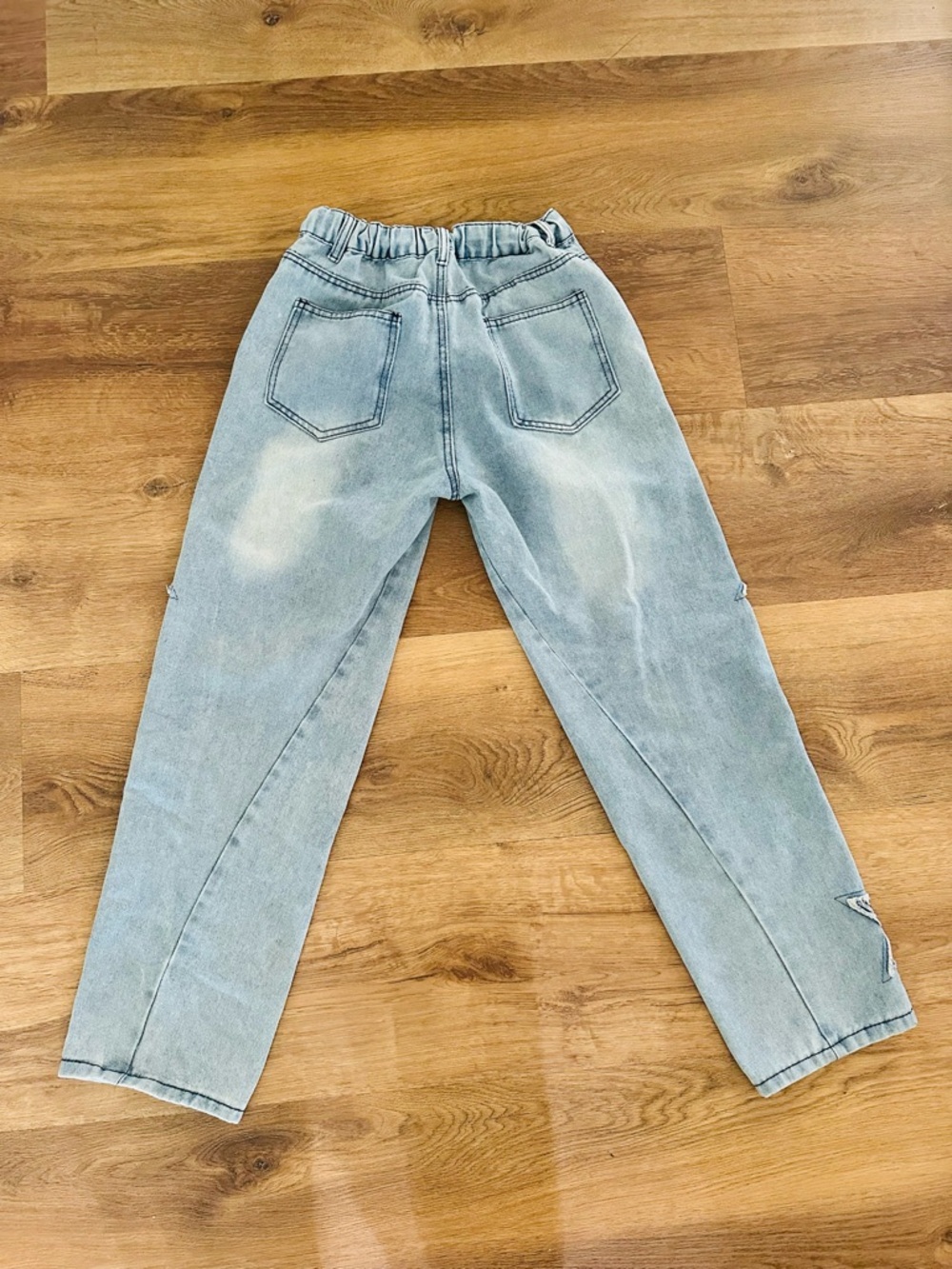 Women’s Light Wash Star Patchwork Boho Festival Denim Jeans - Picture 5 of 11